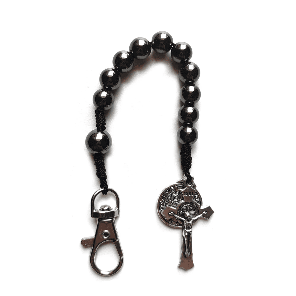 Mini Rosario Protector San Benito Hematita